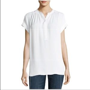 Vince | 100% Silk White Short Sleeve Blouse